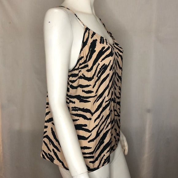 Woman’s zebra print golden  beige and black tank top size large - Picture 2 of 12